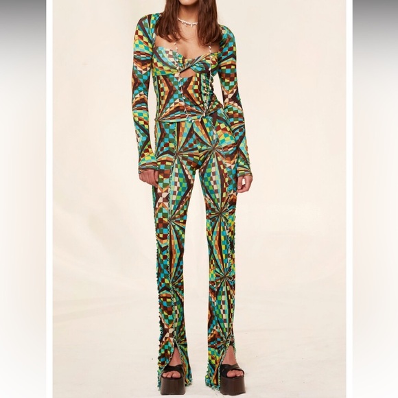 SIEDRÉS
Mult Kaleidoscope Printed Knit Pants W/ Contrast Stitching - Picture 2 of 3